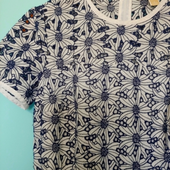 Michael Kors Daisy Peplum Blouse Blue, Sz 2 - Picture 4 of 8